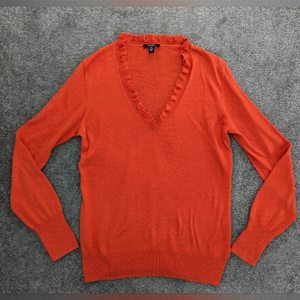 JACOB ruffled neck orange sweater women's size Small